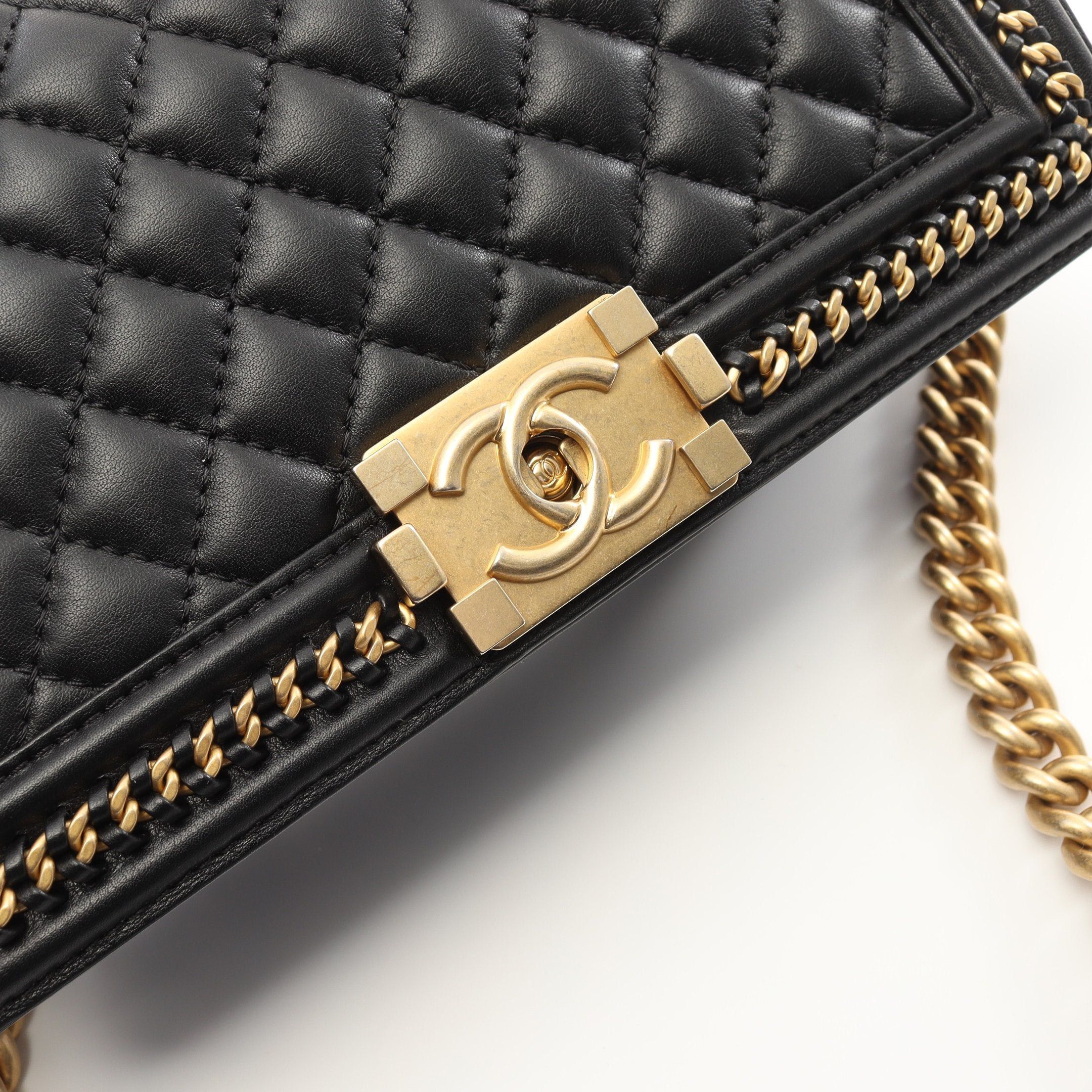 Chanel Chanel Boy Chanel Top Handle Flap Chain Shoulder Bag Lambskin Black Gold Hardware Size ONE SIZE - 7 Thumbnail
