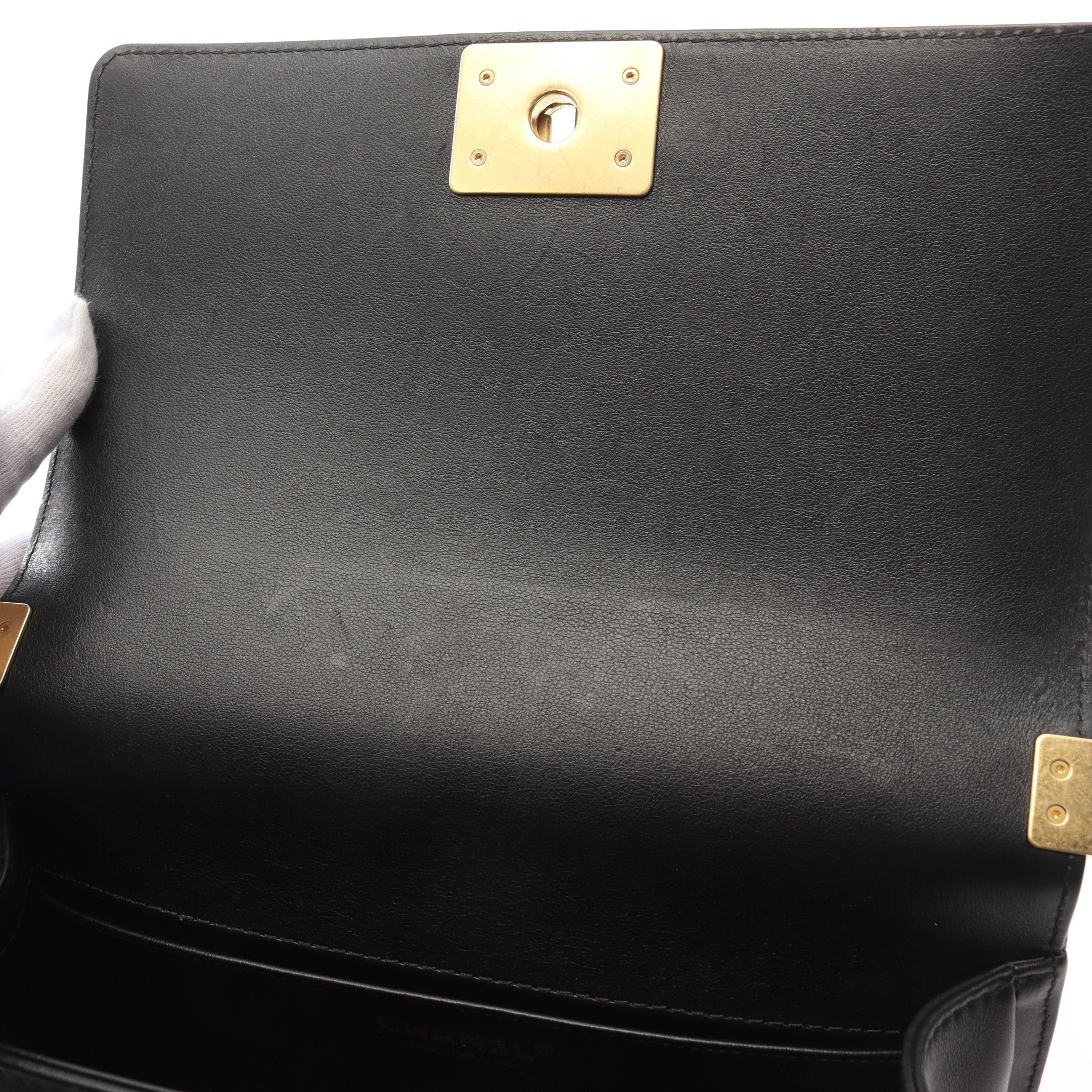 Chanel Chanel Boy Chanel Top Handle Flap Chain Shoulder Bag Lambskin Black Gold Hardware Size ONE SIZE - 6 Thumbnail