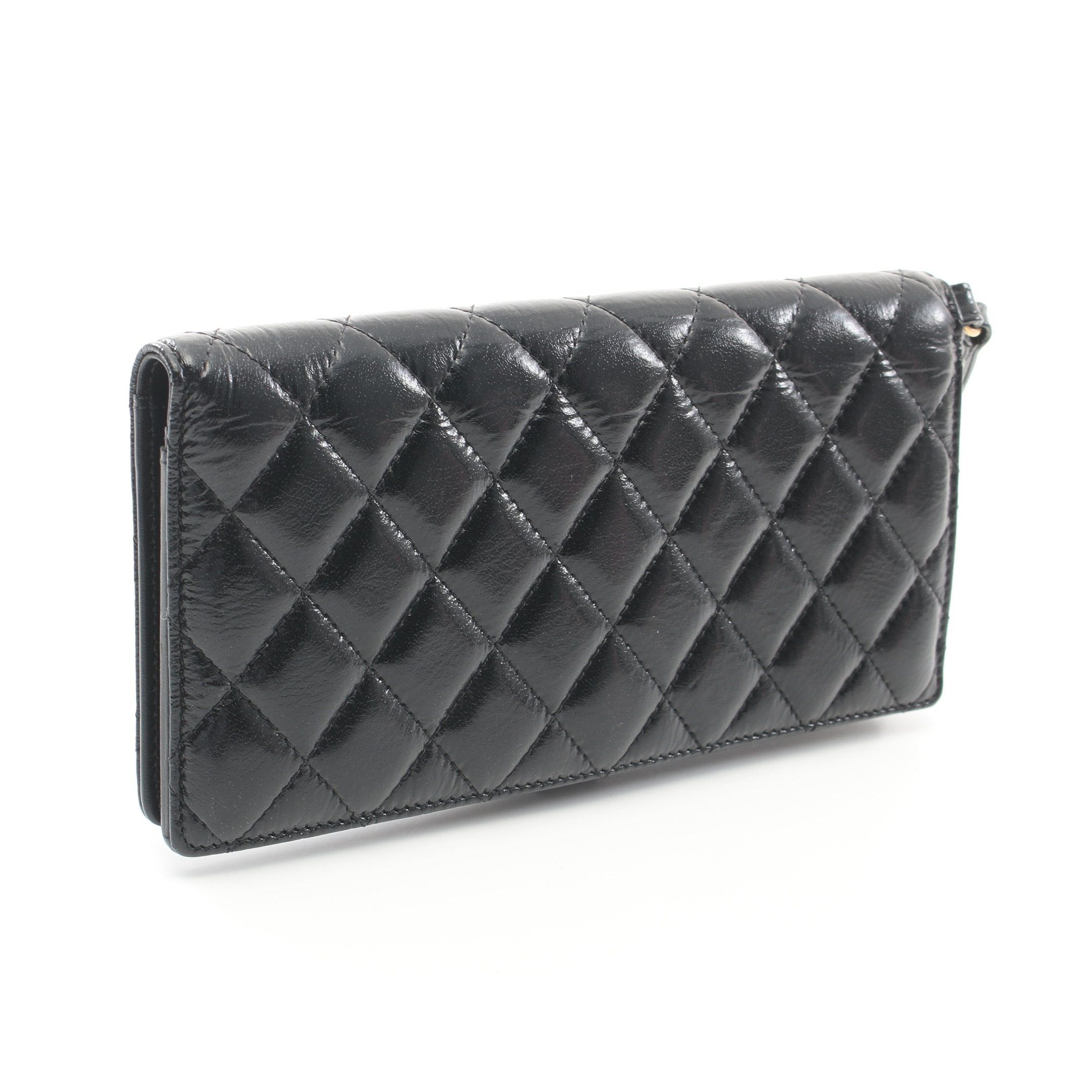 Chanel Chanel Matelasse Bi-Fold Long Wallet Leather Black Gold Hardware With Hand Strap Size ONE SIZE - 2 Thumbnail