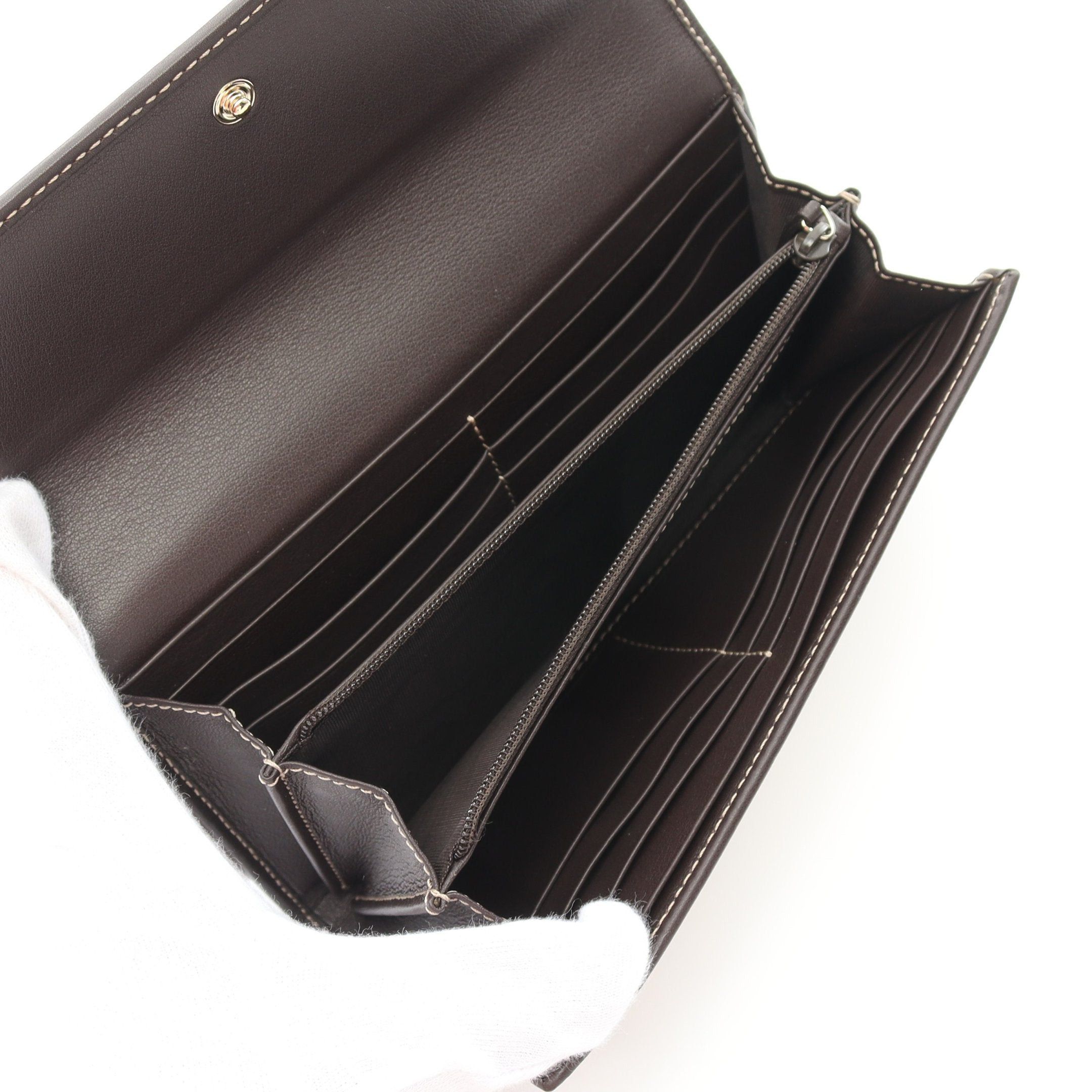 Gucci Gucci Lovely Bi-Fold Long Wallet Canvas Leather Beige Dark Brown Size ONE SIZE - 3 Thumbnail