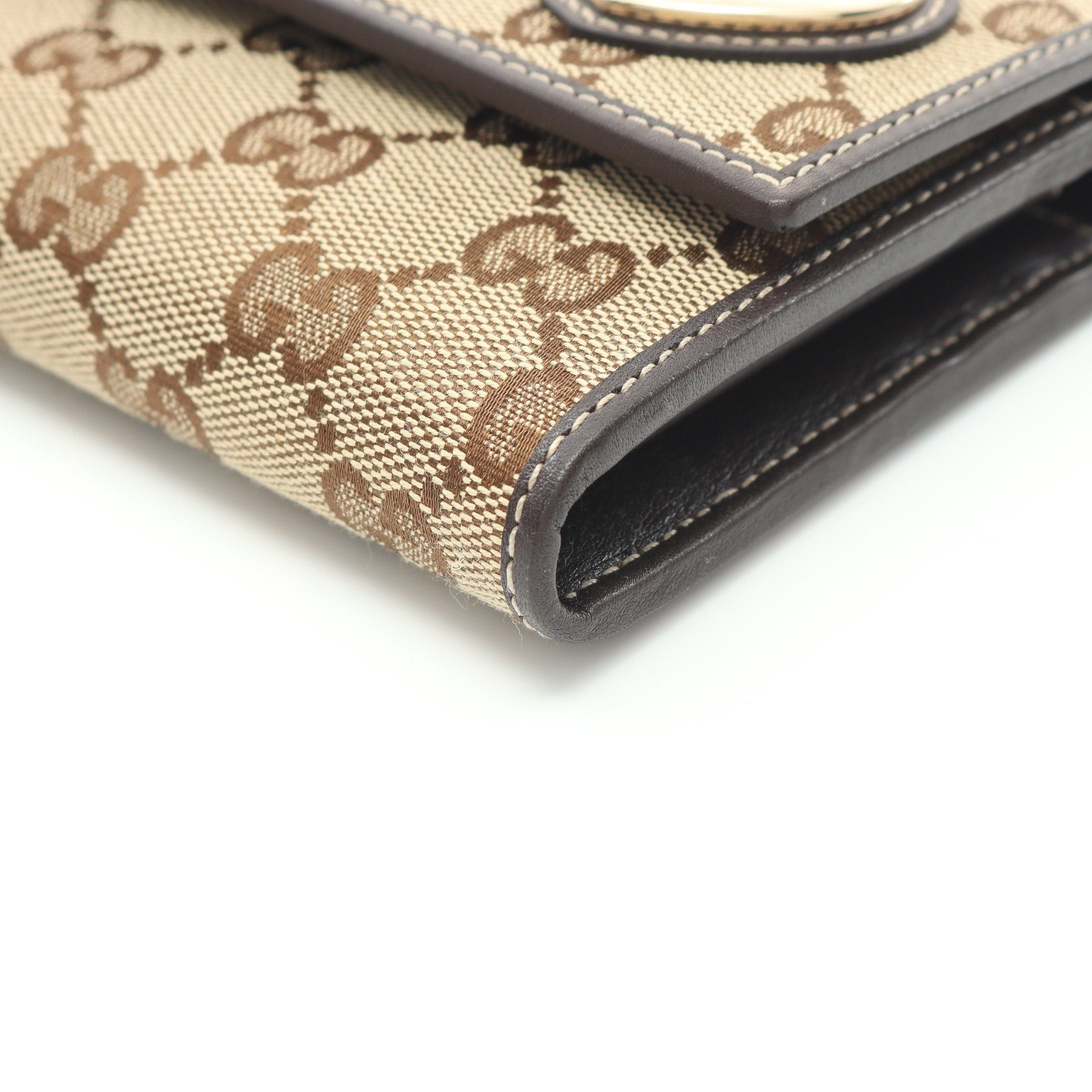 Gucci Gucci Lovely Bi-Fold Long Wallet Canvas Leather Beige Dark Brown Size ONE SIZE - 5 Thumbnail