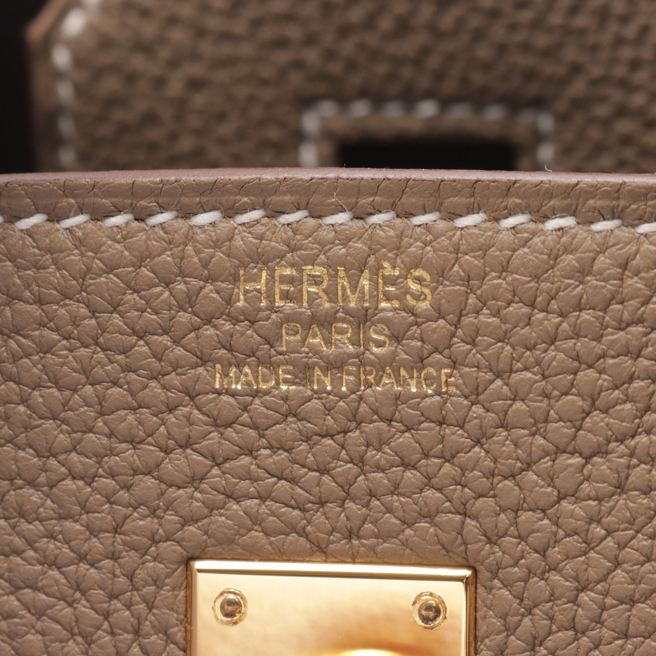 Hermes Hermes Birkin 25 Etoupe Handbag Togo Gray Brown Gold Hardware Double Engraved Size ONE SIZE - 4 Thumbnail