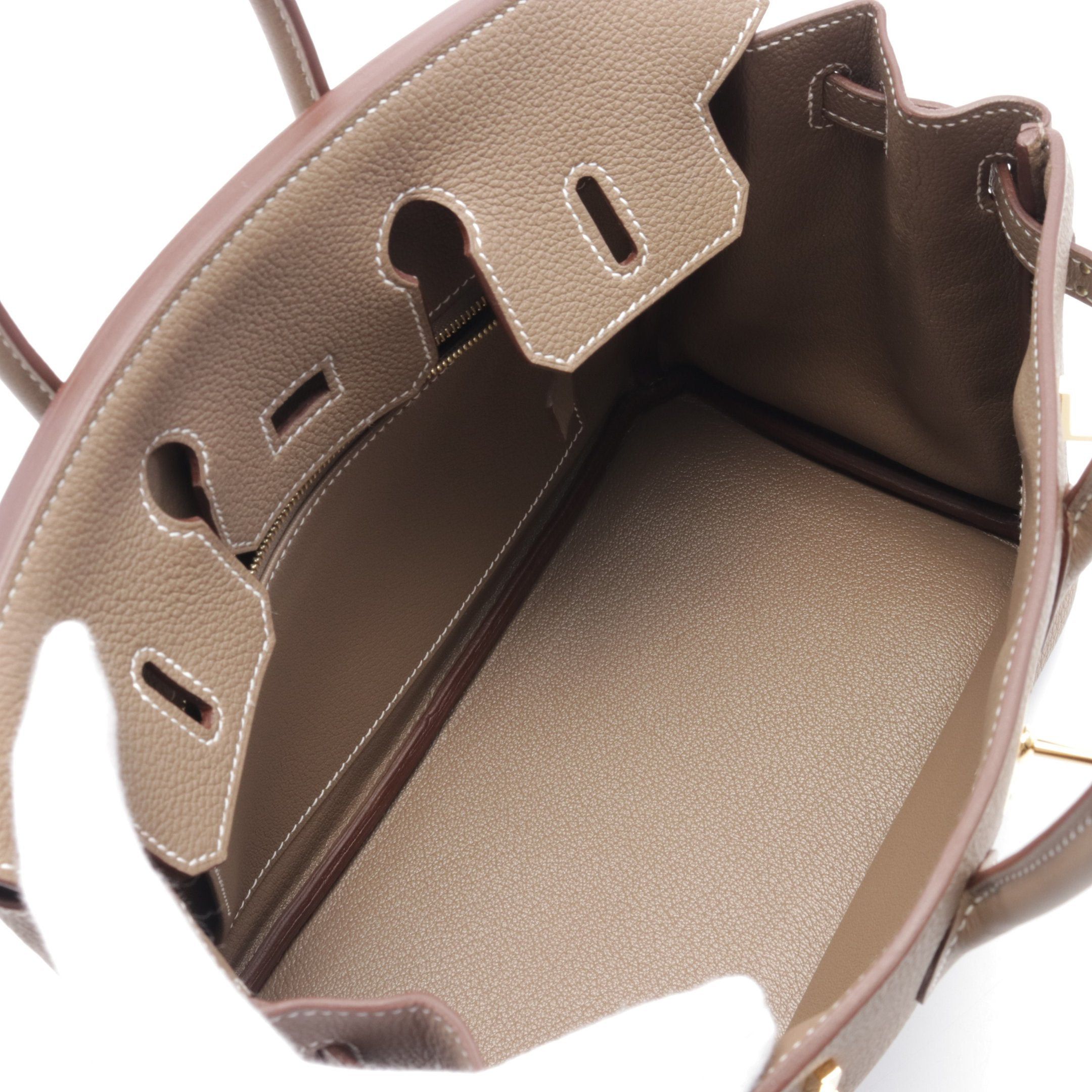 Hermes Hermes Birkin 25 Etoupe Handbag Togo Gray Brown Gold Hardware Double Engraved Size ONE SIZE - 3 Thumbnail