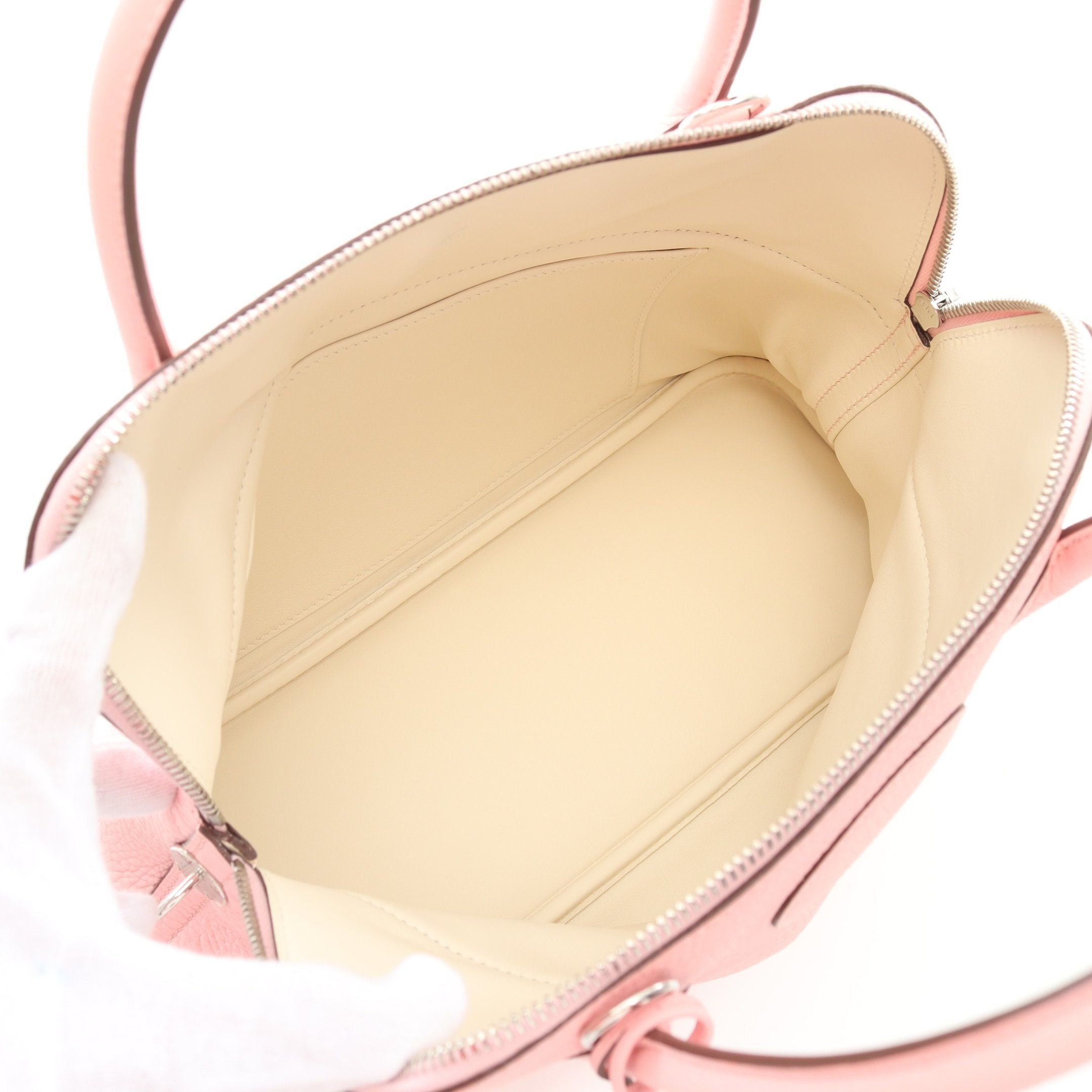 Hermes Hermes Bolide 31 Verso Rose Sakura Nata Handbag Clemence Leather Light Pink Off White Silver Hardware U Stamp Size ONE SIZE - 3 Thumbnail