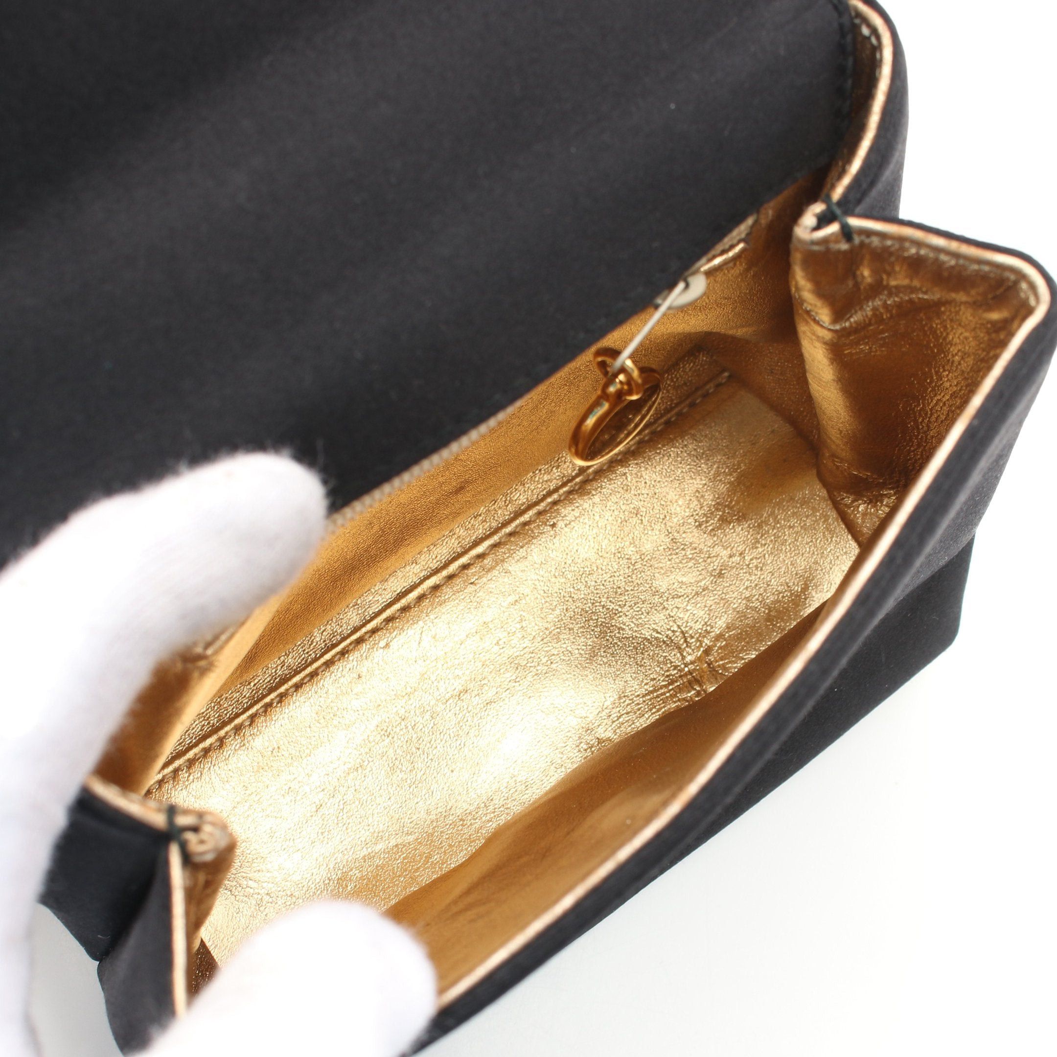 Chanel Chanel Camellia Chain Handbag Satin Black Gold Hardware Size ONE SIZE - 3 Thumbnail