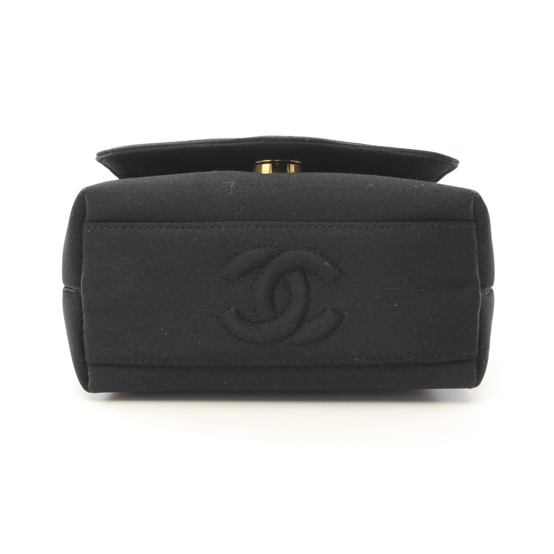 Chanel Chanel Camellia Chain Handbag Satin Black Gold Hardware Size ONE SIZE - 9 Thumbnail