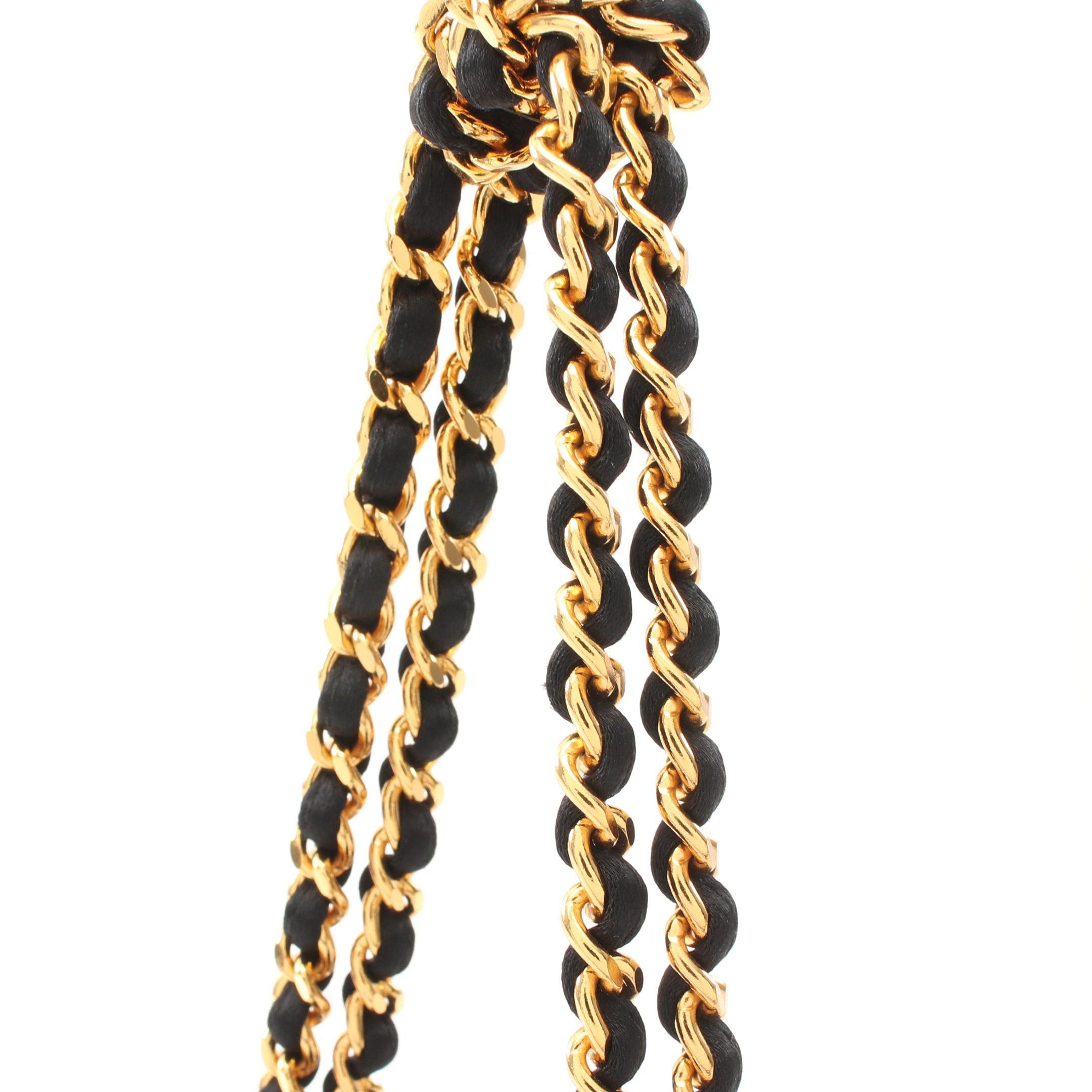 Chanel Chanel Camellia Chain Handbag Satin Black Gold Hardware Size ONE SIZE - 7 Thumbnail