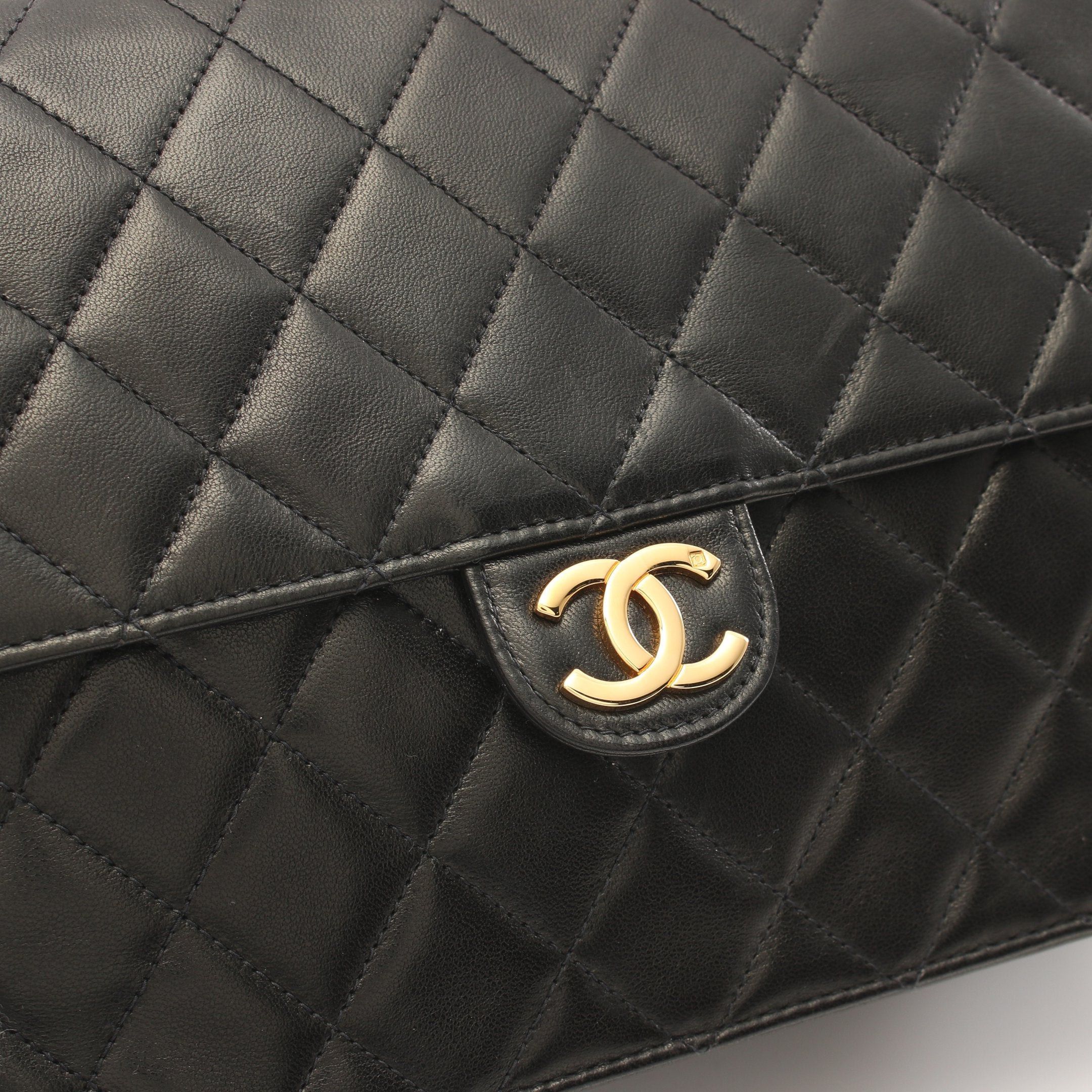 Chanel Chanel Matelasse Chain Shoulder Bag Push Lock Lambskin Black Gold Hardware Size ONE SIZE - 10 Thumbnail
