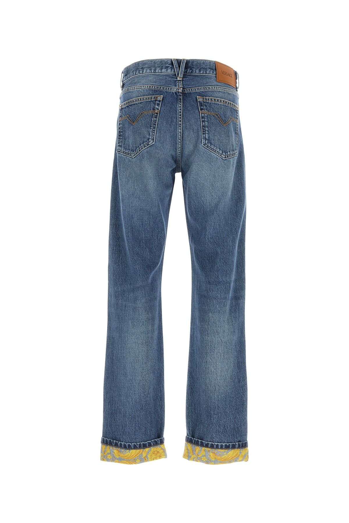 Versace Pant Denim Stone Wash Blue Denim Fabric + Barocco Size US 31 - 2 Thumbnail