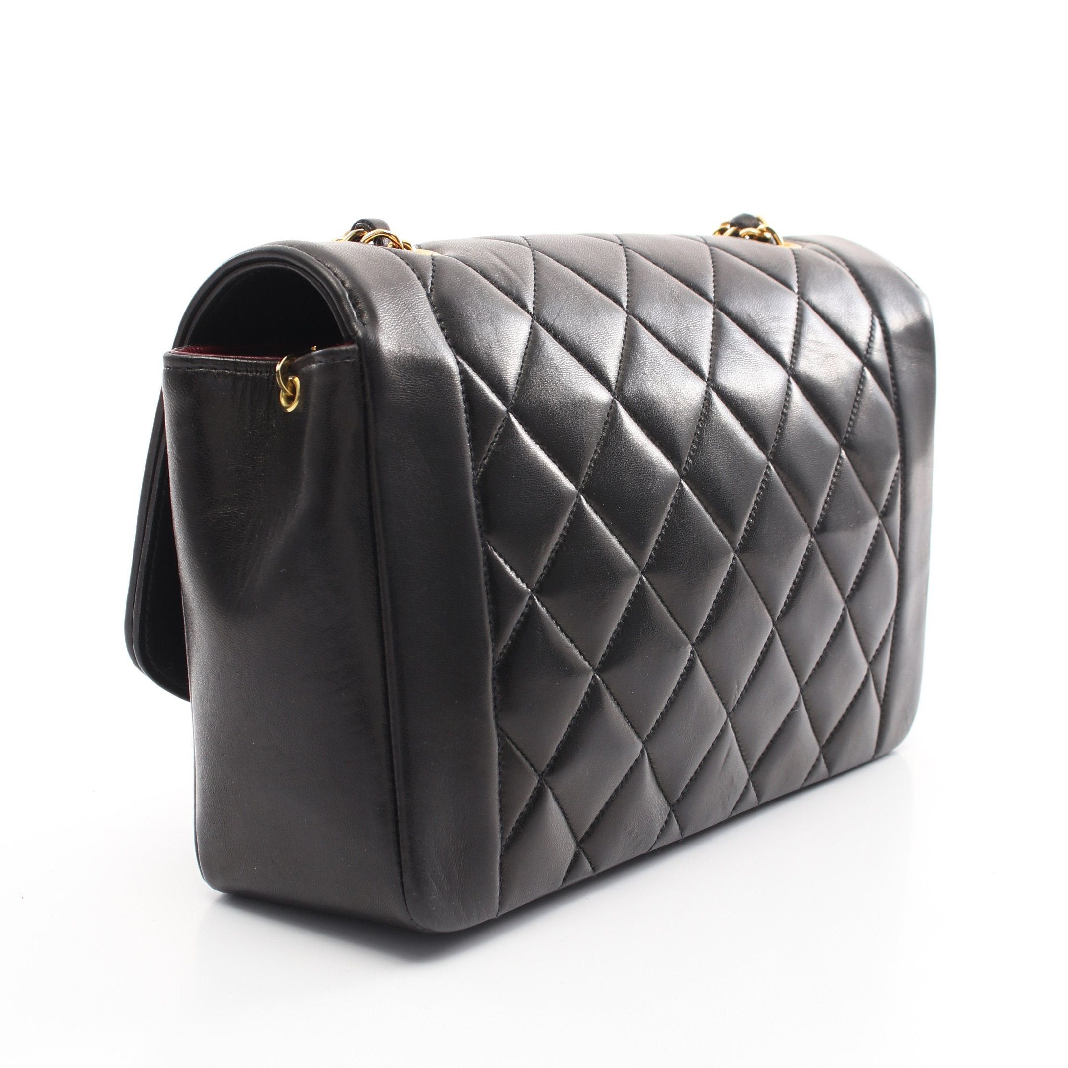 Chanel Chanel Matelasse Diana Flap Chain Shoulder Bag Lambskin Black Gold Hardware Size ONE SIZE - 2 Thumbnail