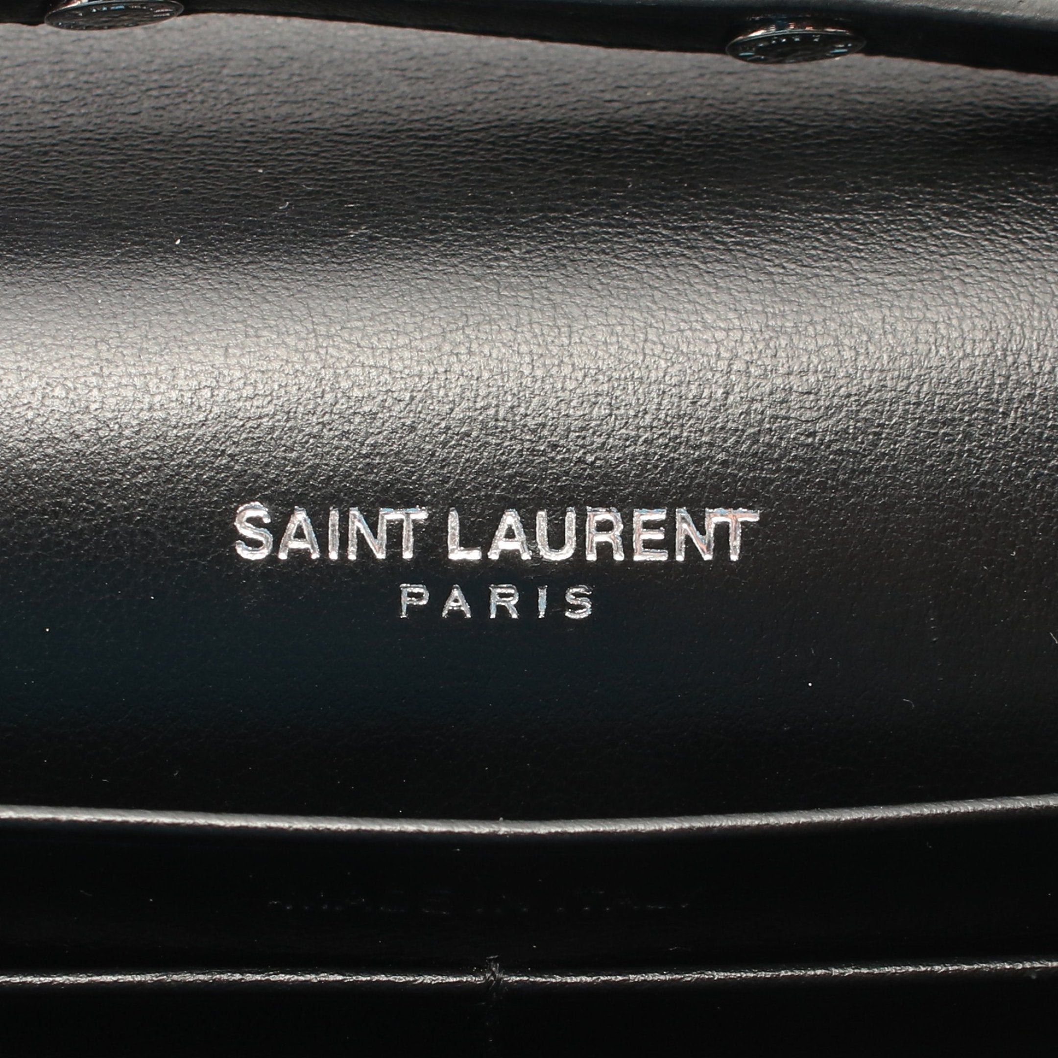 Yves Saint Laurent Yves Saint Laurent Ysl Line Monogram Chain Wallet Croc Embossed Leather Black Size ONE SIZE - 4 Thumbnail