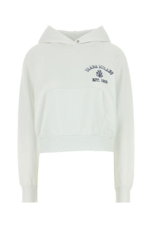 Prada White Cotton Sweatshirt Size XS / US 0-2 / IT 36-38 - 3 Thumbnail