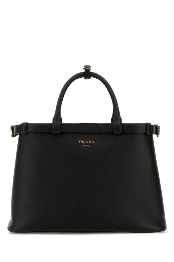 Prada Black Leather Medium Prada Buckle Handbag Size ONE SIZE - 3 Thumbnail