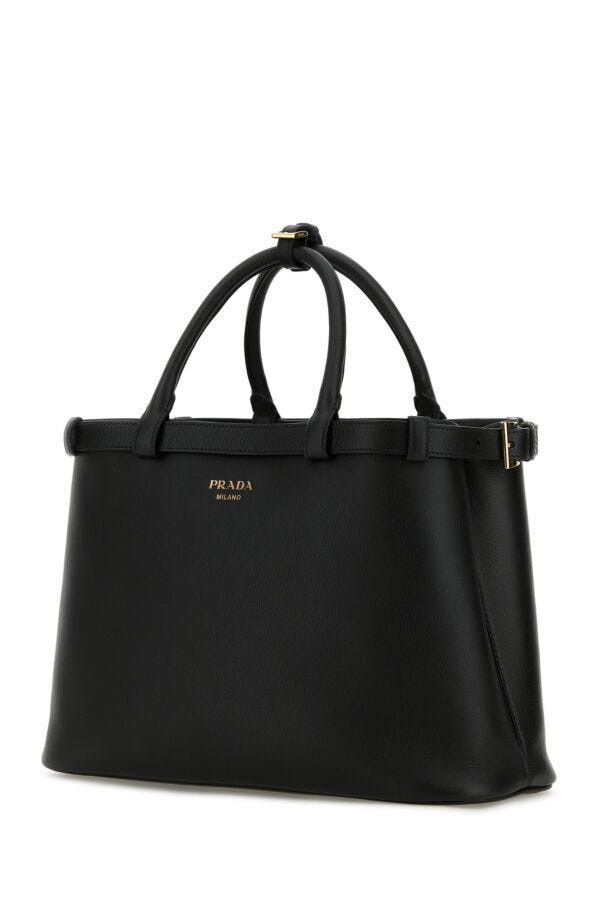 Prada Black Leather Medium Prada Buckle Handbag Size ONE SIZE - 4 Thumbnail