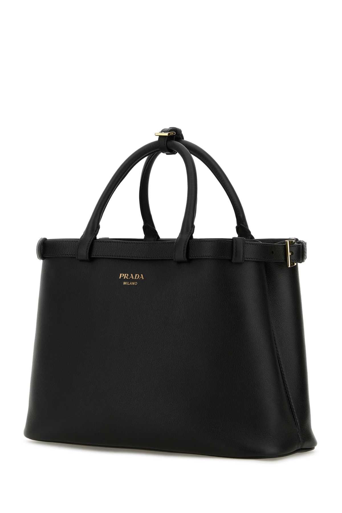Prada Black Leather Medium Prada Buckle Handbag Size ONE SIZE - 2 Thumbnail