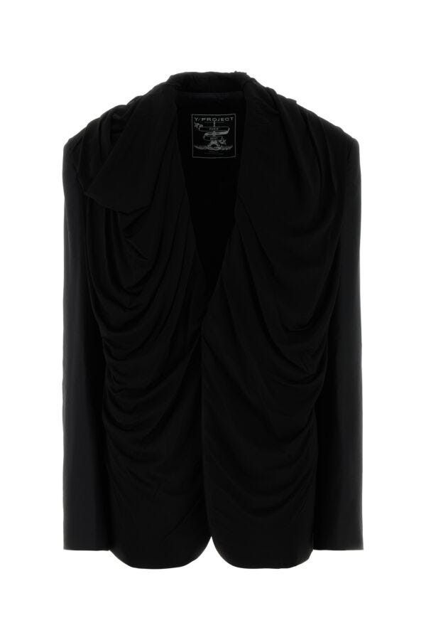 Y/Project Black Stretch Twill Oversize Blazer Size XXS / US 00 / IT 34 - 3 Thumbnail