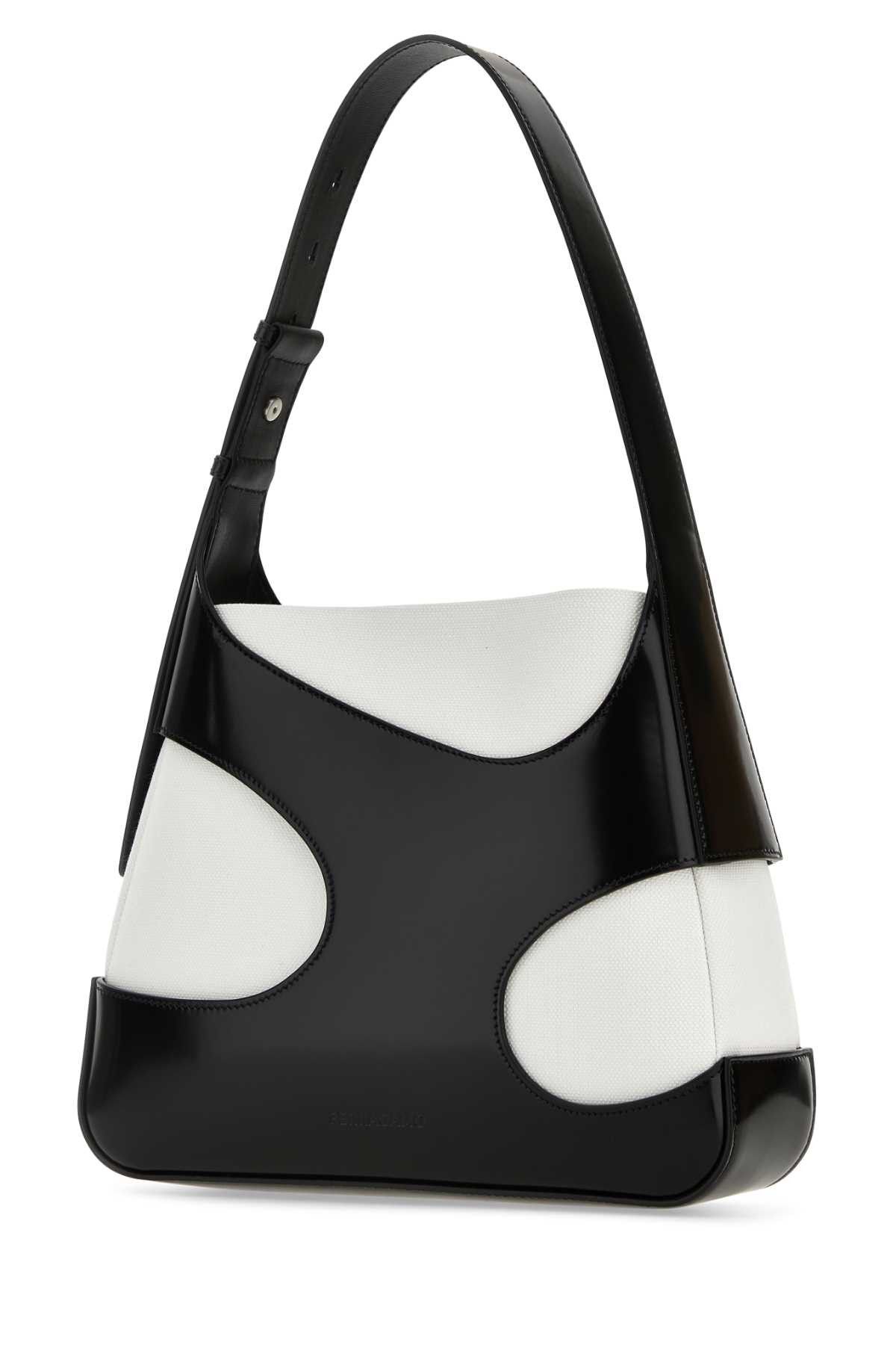 Salvatore Ferragamo Two-Tone Leather And Canvas Cut Out L Shoulder Bag Size ONE SIZE - 2 Thumbnail