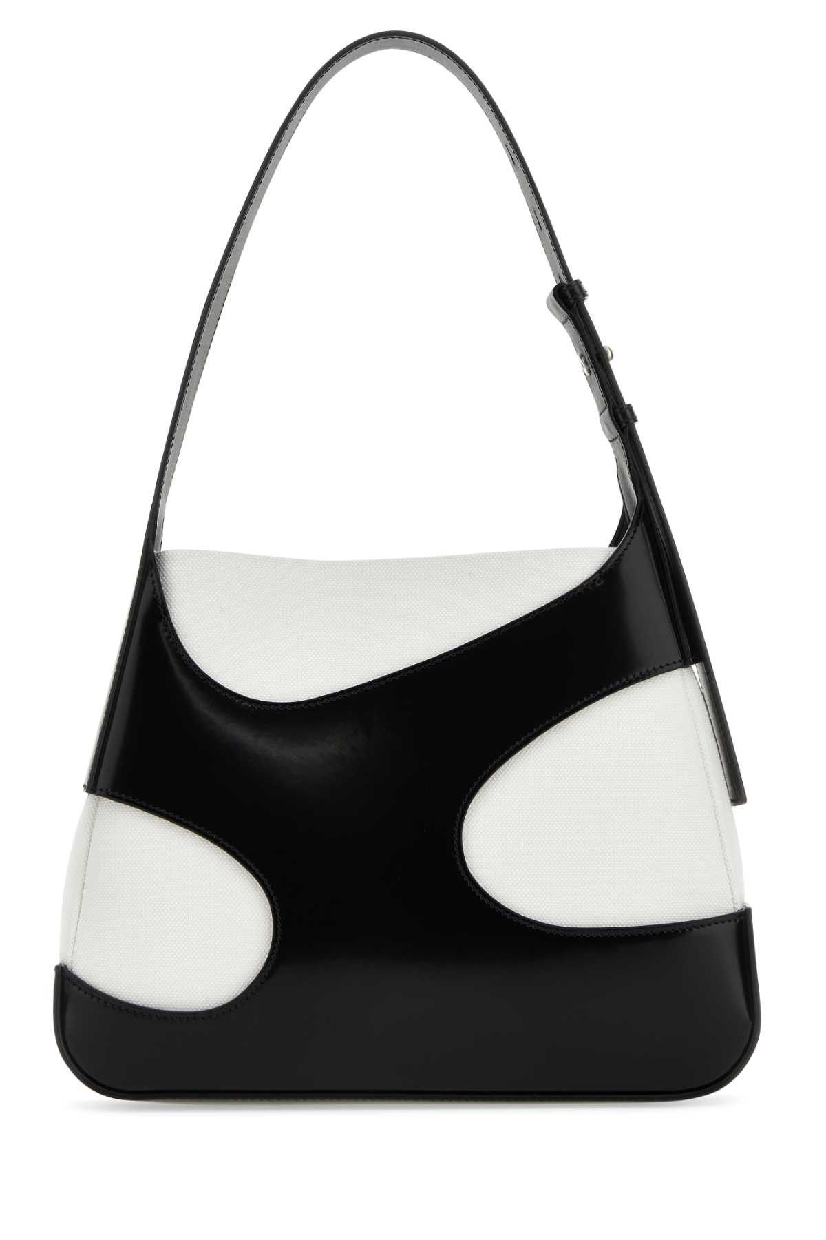 Salvatore Ferragamo Two-Tone Leather And Canvas Cut Out L Shoulder Bag Size ONE SIZE - 3 Thumbnail