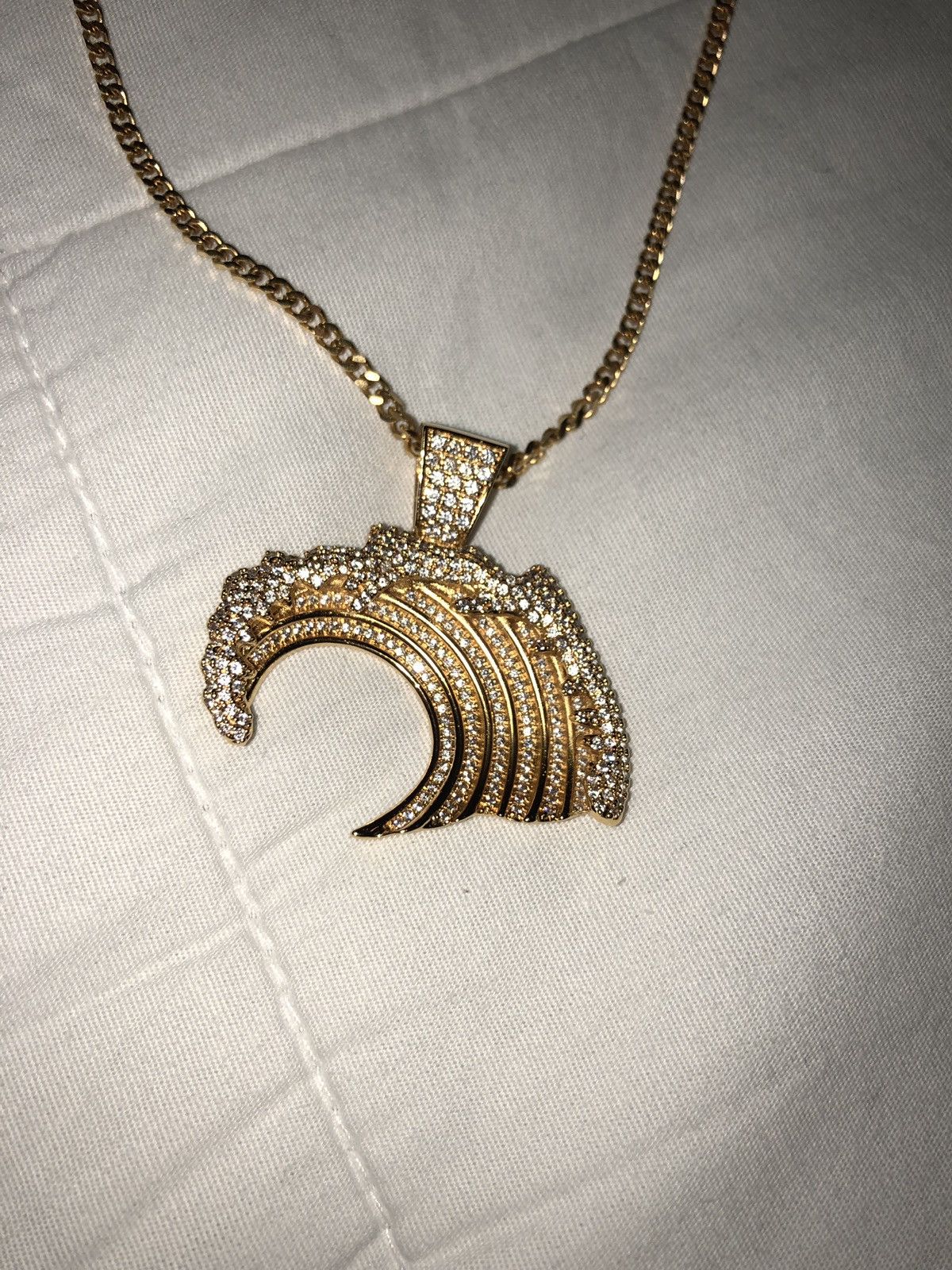 Other Gold Cuban Chain And Iced Pendant Size ONE SIZE - 2 Thumbnail