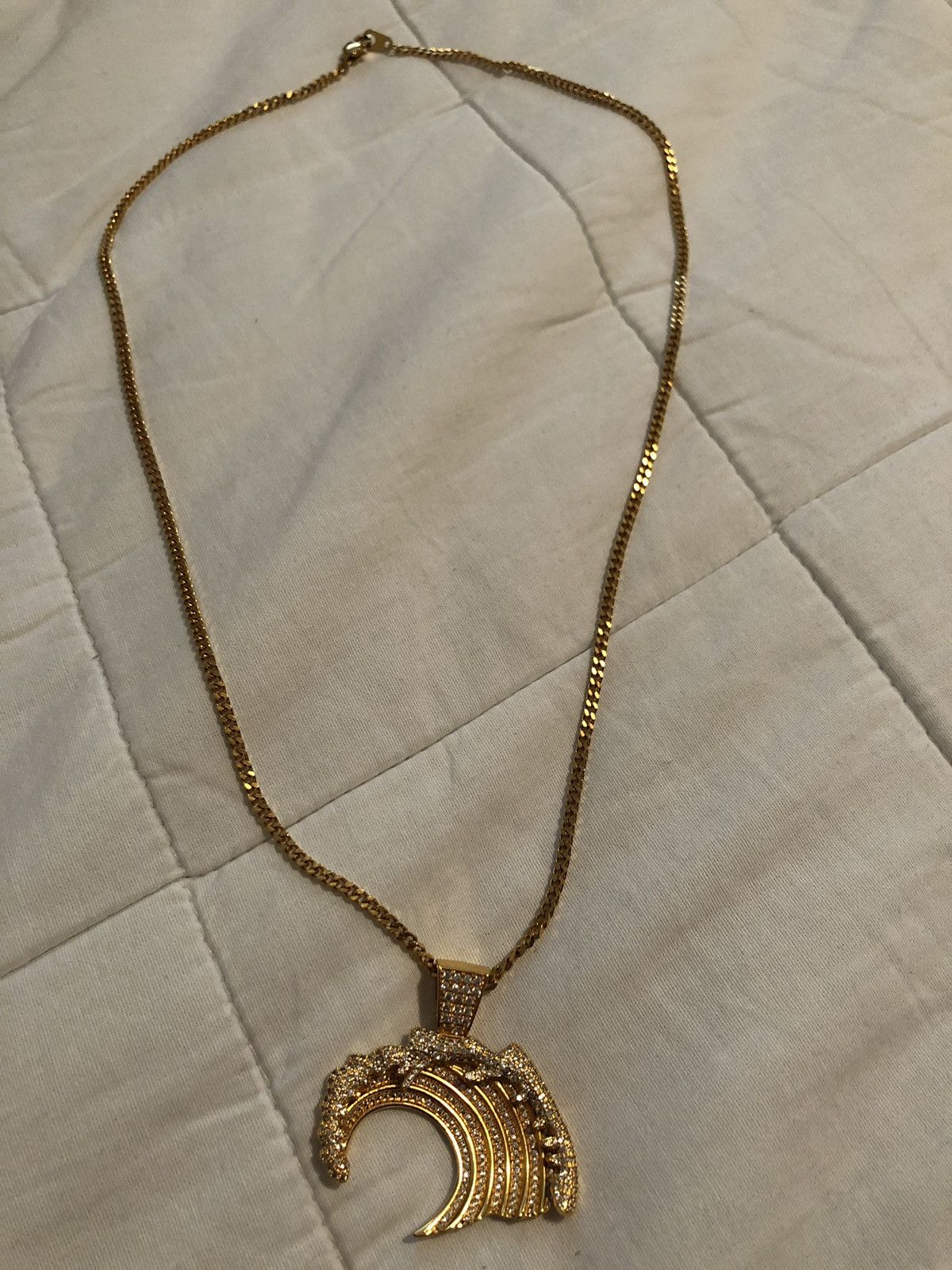 Other Gold Cuban Chain And Iced Pendant Size ONE SIZE - 1 Thumbnail