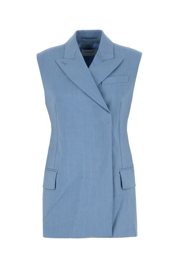 Sportmax Light Blue Wool Blend Ilex Vest Size L / US 10 / IT 46 - 3 Thumbnail