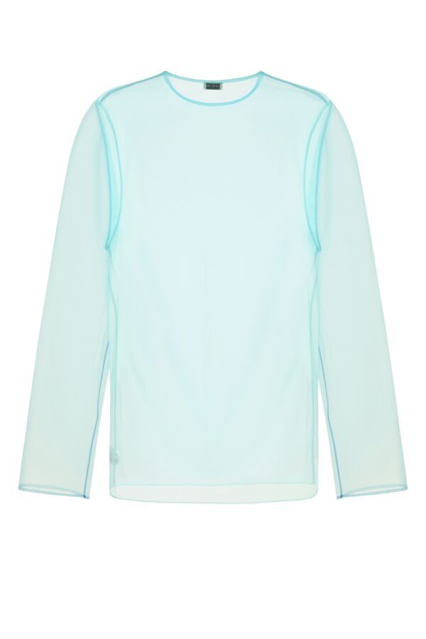 Dries Van Noten Light Blue Organza Camille Top Size US XL / EU 56 / 4 - 4 Thumbnail