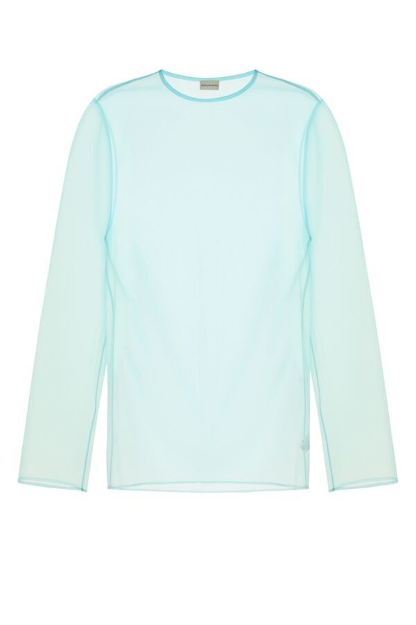 Dries Van Noten Light Blue Organza Camille Top Size US XL / EU 56 / 4 - 3 Thumbnail