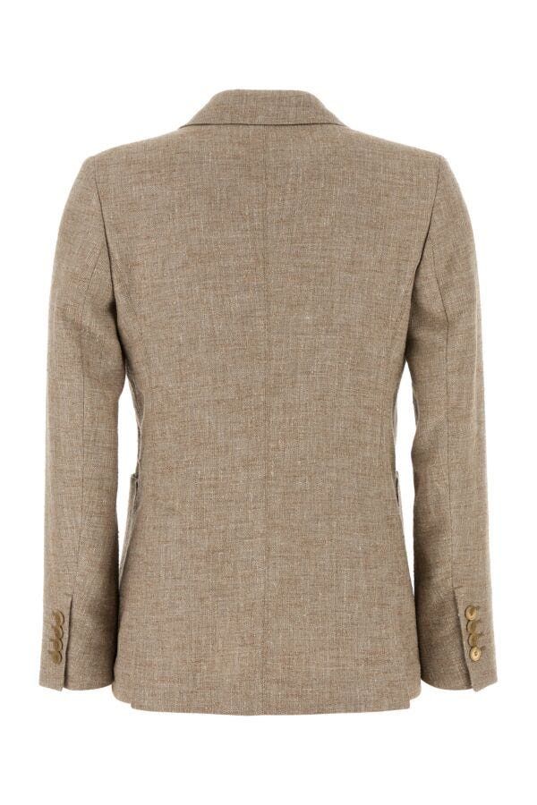 Max Mara Cappuccino Linen Blend Targa Blazer Size M / US 6-8 / IT 42-44 - 4 Thumbnail