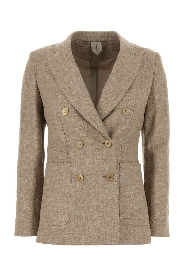 Max Mara Cappuccino Linen Blend Targa Blazer Size M / US 6-8 / IT 42-44 - 3 Thumbnail