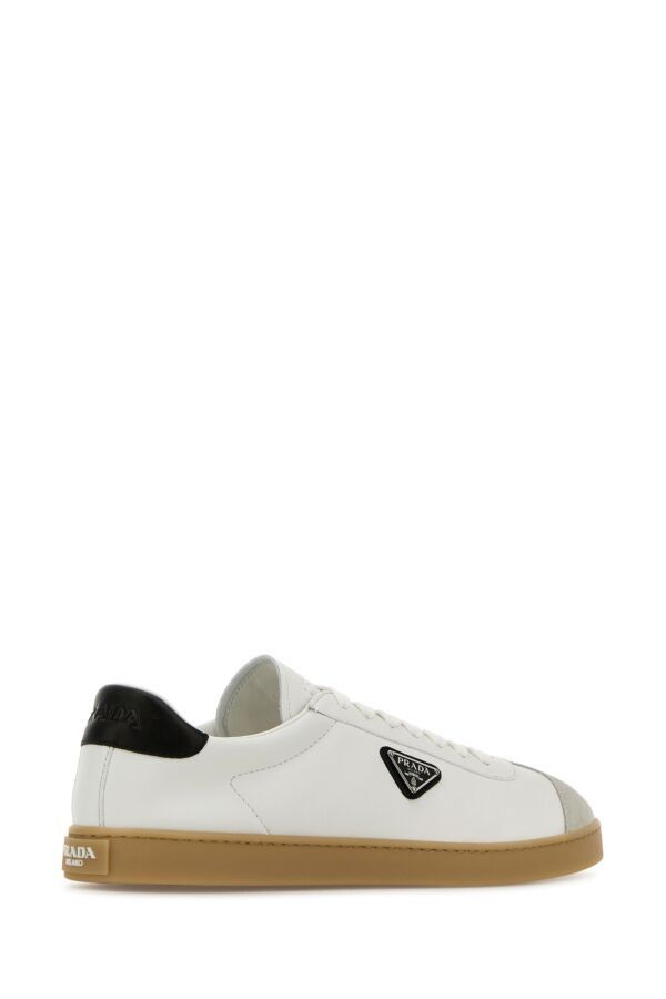 Prada White Napa Leather Sneakers Size US 12 / EU 45 - 5 Thumbnail