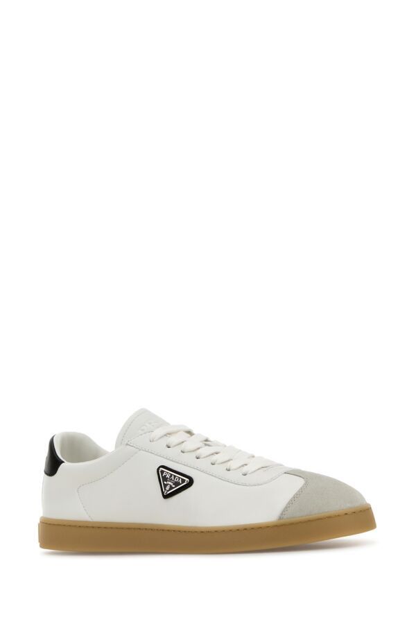 Prada White Napa Leather Sneakers Size US 9.5 / EU 42-43 - 4 Thumbnail