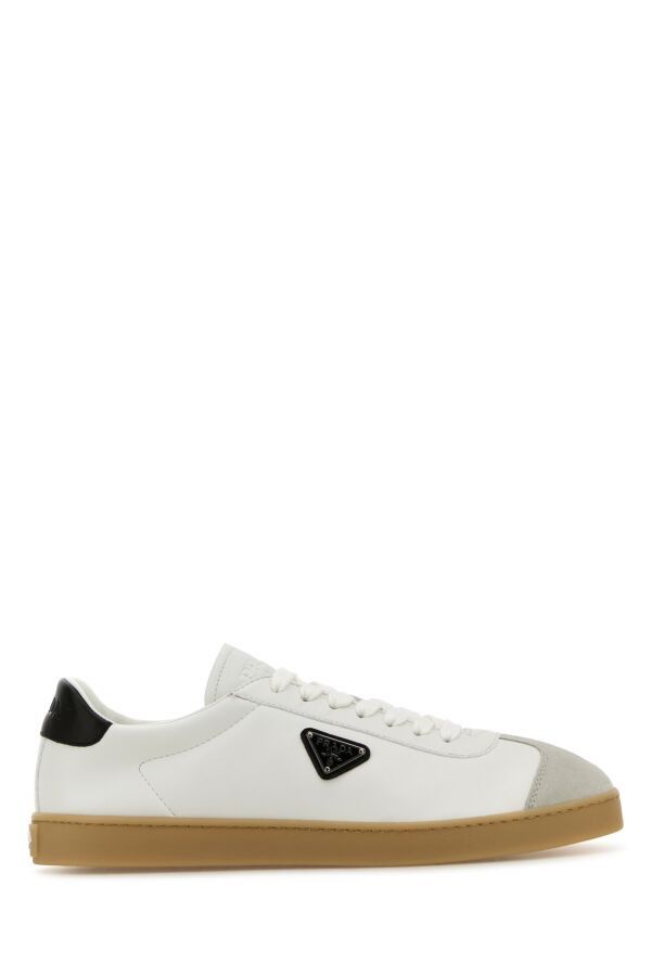 Prada White Napa Leather Sneakers Size US 10.5 / EU 43-44 - 3 Thumbnail