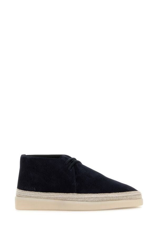 Prada Midnight Blue Suede Ankle Boots Size US 7 / EU 40 - 4 Thumbnail