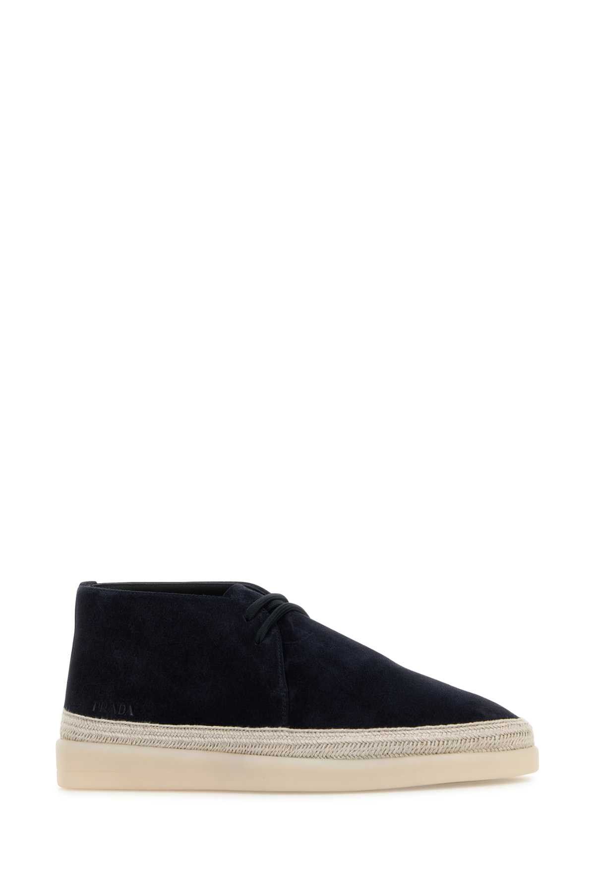 Prada Midnight Blue Suede Ankle Boots Size US 7 / EU 40 - 2 Thumbnail