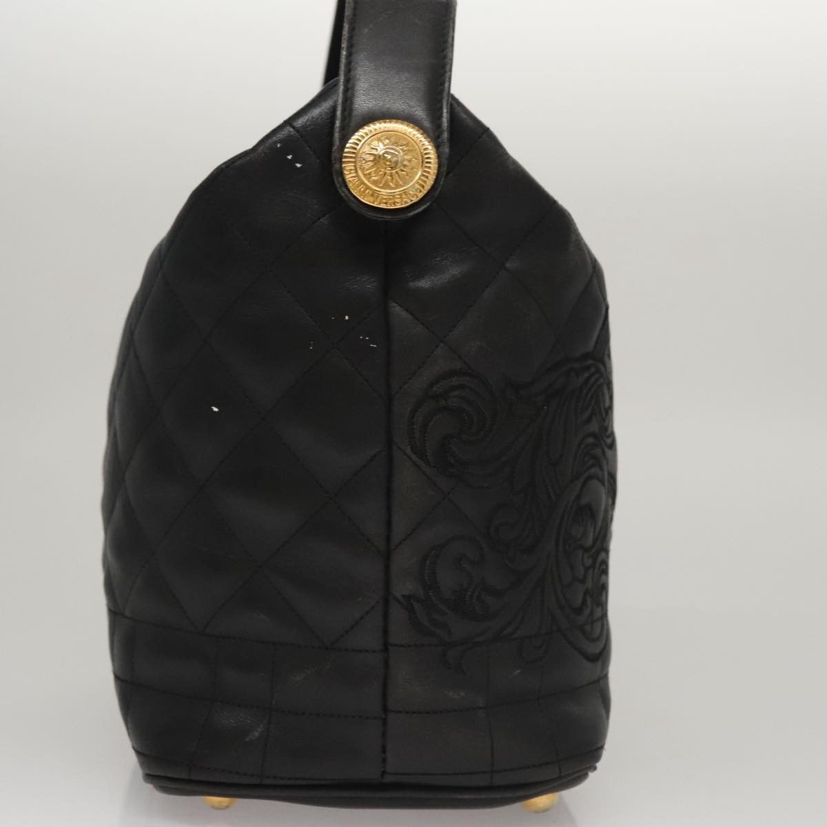 Versace Black Leather Handbag (Pre-Owned) Size ONE SIZE - 4 Thumbnail
