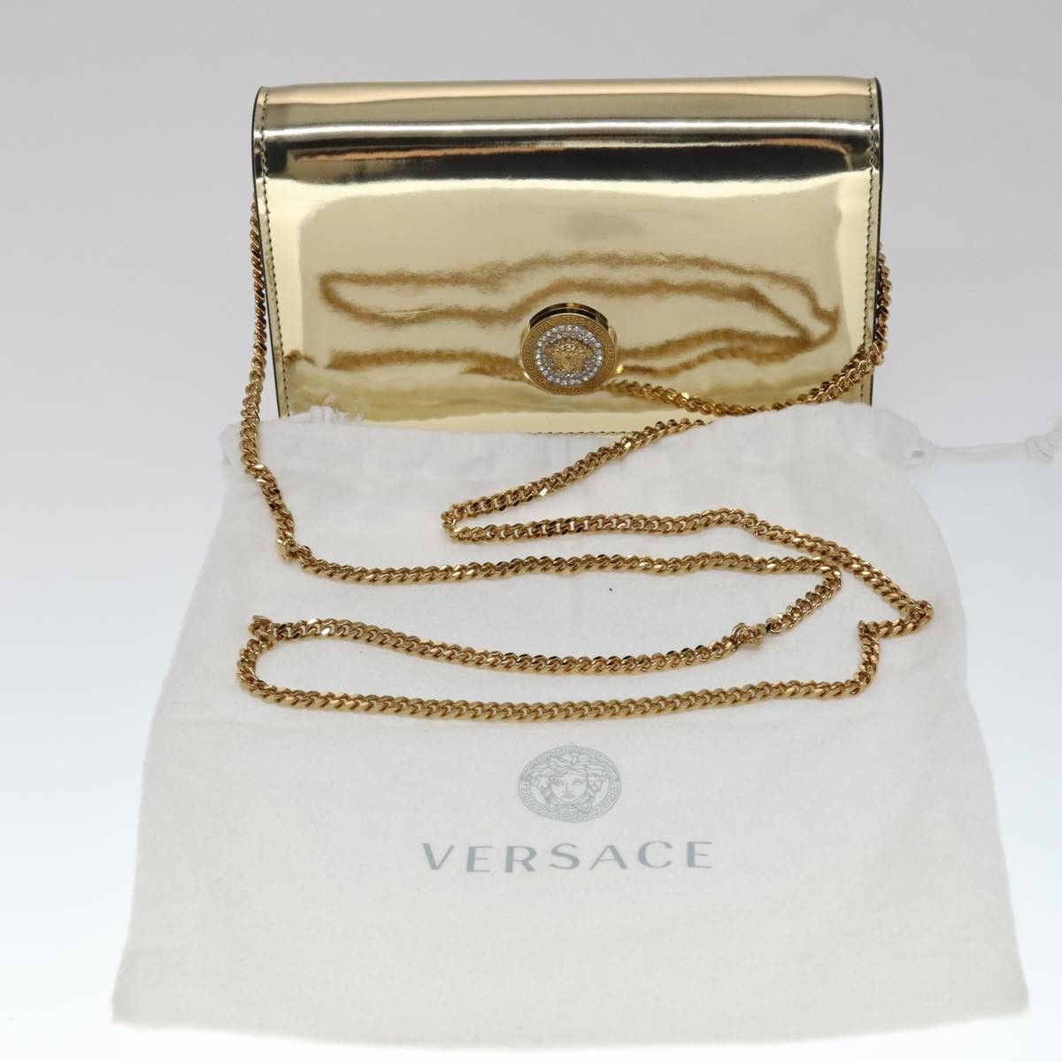 Versace Medusa Gold Patent Leather Shoulder Bag (Pre-Owned) Size ONE SIZE - 13 Thumbnail