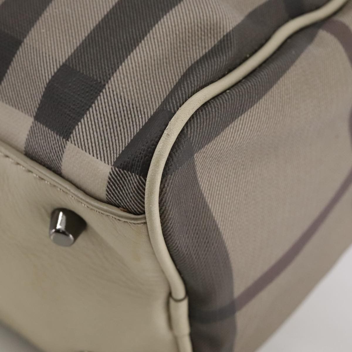 Burberry Smoke Check Grey Canvas Handbag (Pre-Owned) Size ONE SIZE - 10 Thumbnail