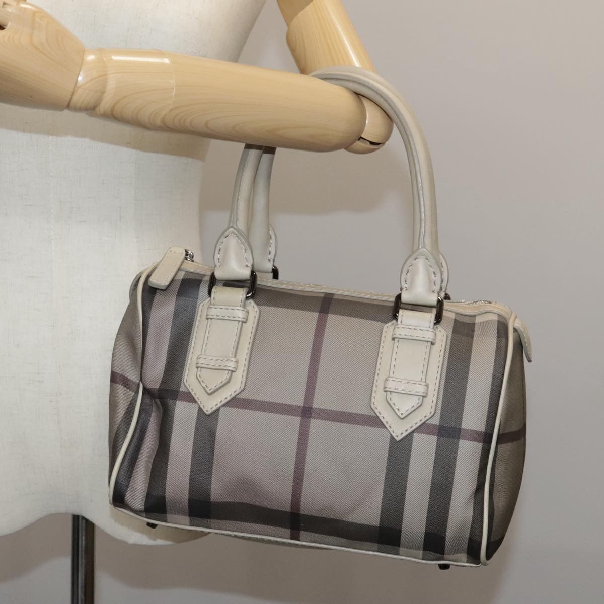 Burberry Smoke Check Grey Canvas Handbag (Pre-Owned) Size ONE SIZE - 16 Thumbnail