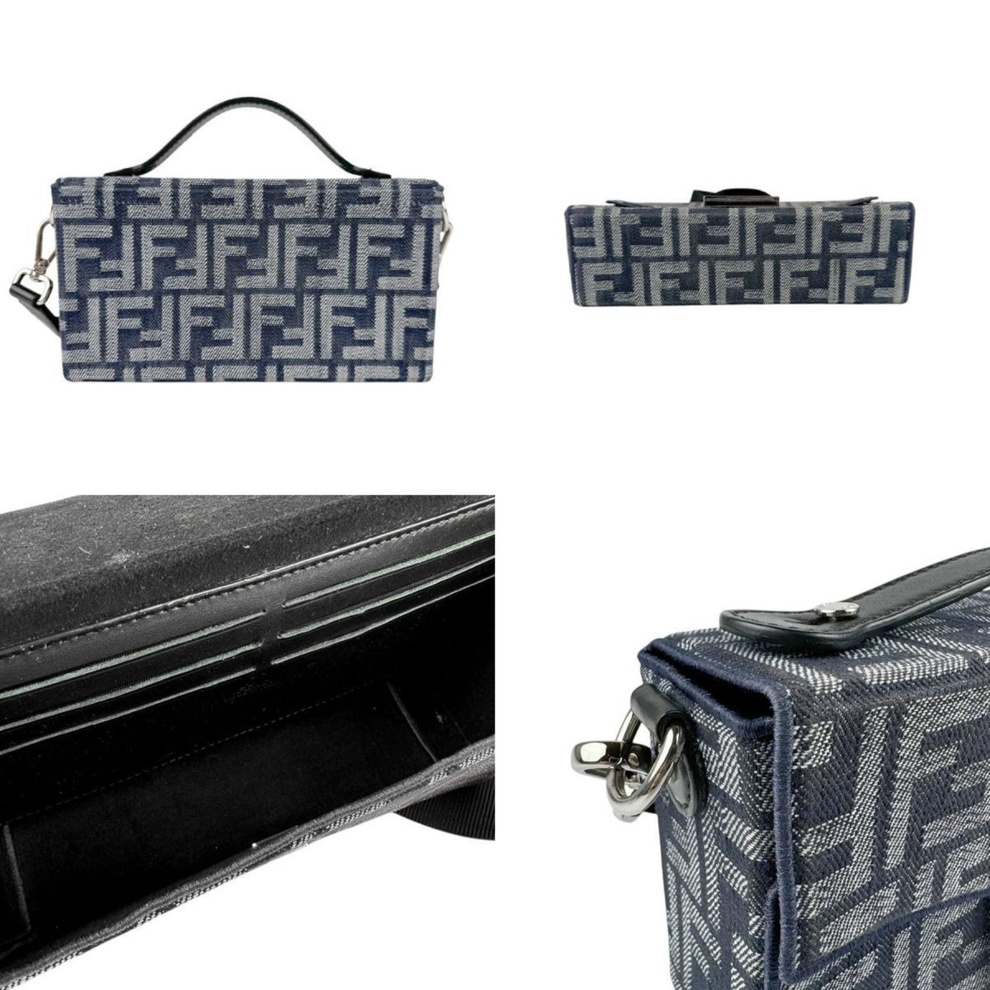 Fendi FENDI Shoulder Bag Handbag Baguette Soft Trunk Canvas Navy Silver Men's 7VA565-AMA9 z3639 Size ONE SIZE - 3 Thumbnail