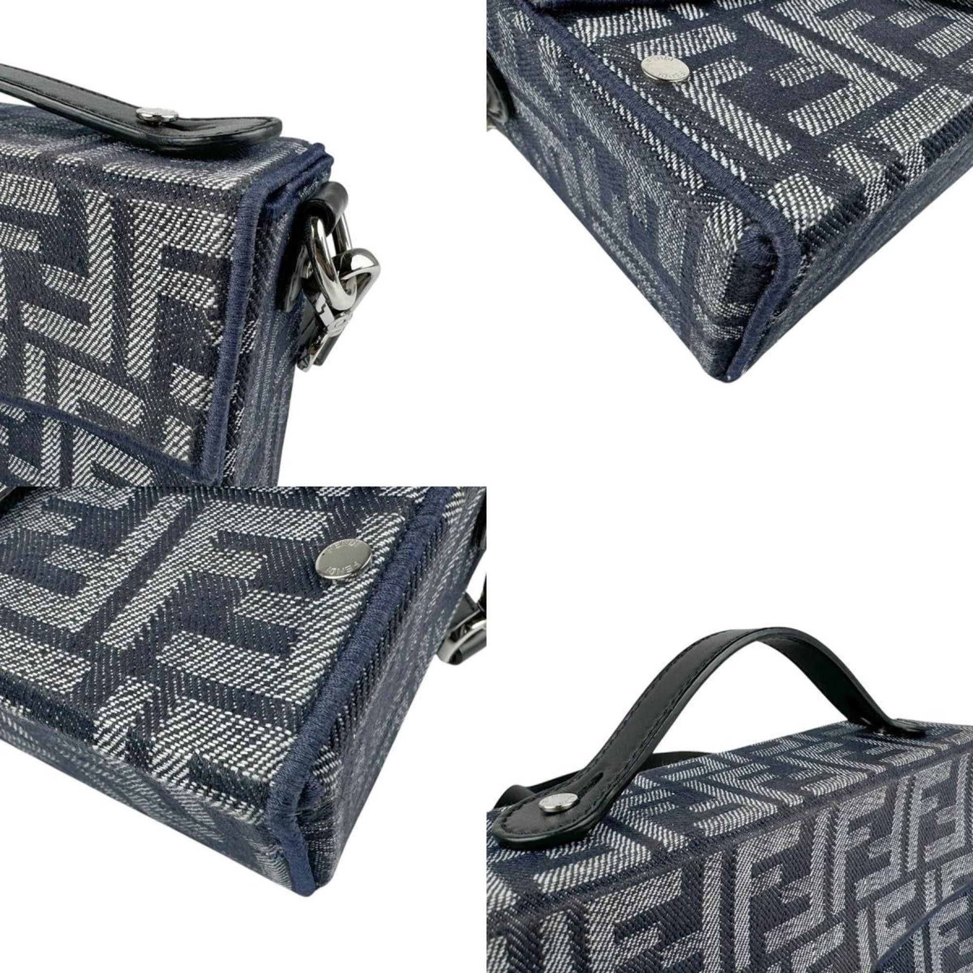 Fendi FENDI Shoulder Bag Handbag Baguette Soft Trunk Canvas Navy Silver Men's 7VA565-AMA9 z3639 Size ONE SIZE - 4 Thumbnail