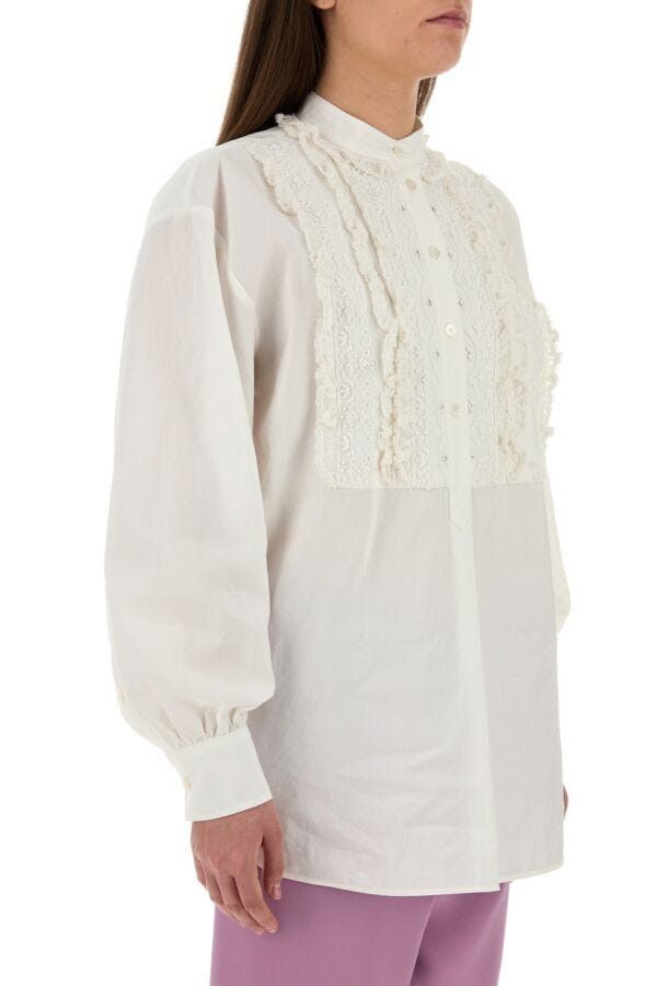 Valentino White Cotton Blend Blouse Size S / US 4 / IT 40 - 5 Thumbnail