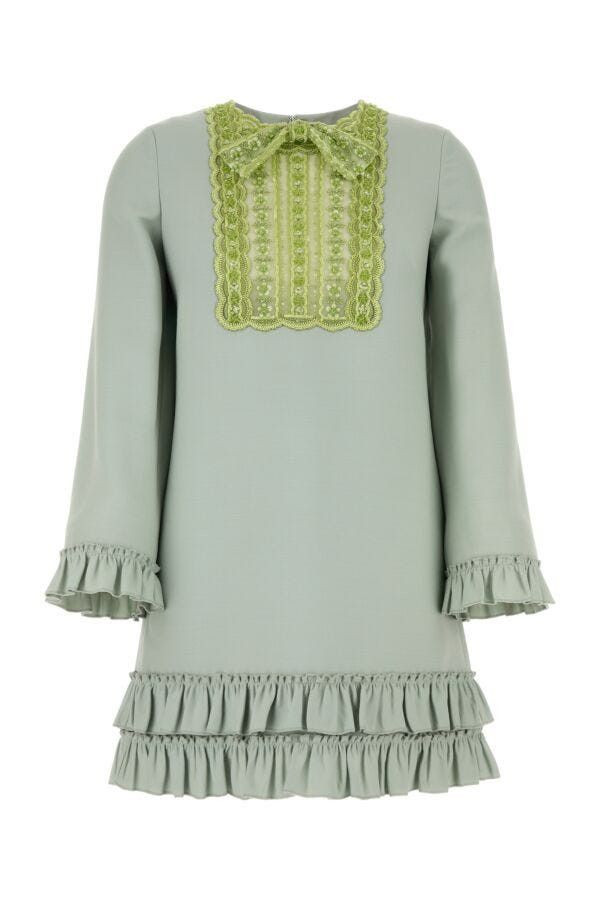 Valentino Mint Green Wool Blend Mini Dress Size S / US 4 / IT 40 - 3 Thumbnail