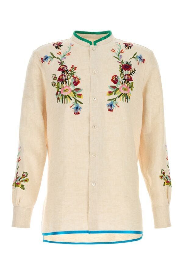 Valentino Ivory Linen Shirt Size US M / EU 48-50 / 2 - 3 Thumbnail