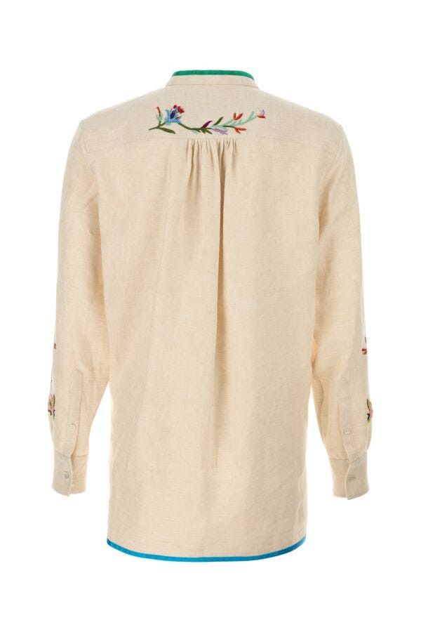 Valentino Ivory Linen Shirt Size US L / EU 52-54 / 3 - 4 Thumbnail