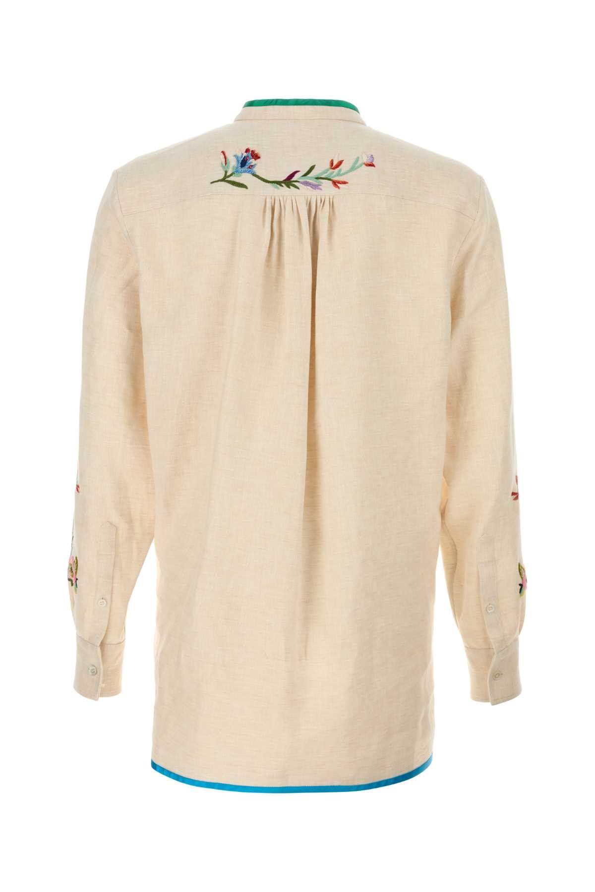 Valentino Ivory Linen Shirt Size US L / EU 52-54 / 3 - 2 Thumbnail