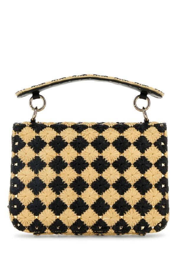 Valentino Two-Tone Raffia Medium Rockstud Spike Handbag Size ONE SIZE - 5 Thumbnail