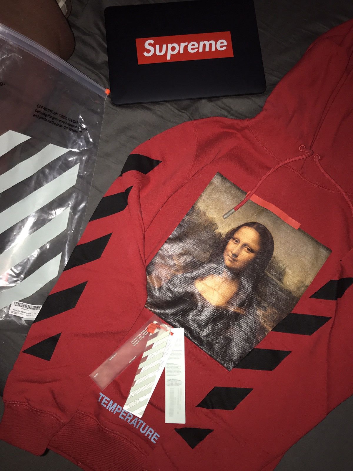 Off White Brand New Off White Red Mona Lisa Hoodie Grailed