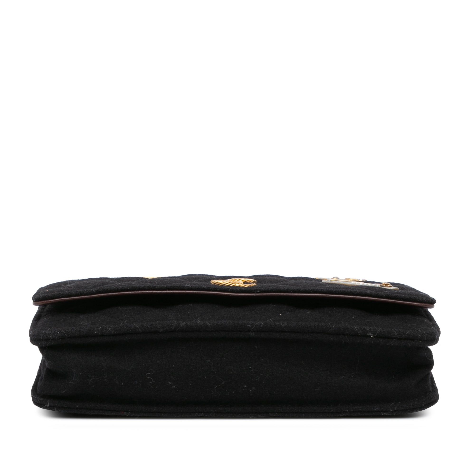 Chanel Chanel Paris Hamburg Quilted Wool Charms Wallet On Chain Black Size ONE SIZE - 3 Thumbnail