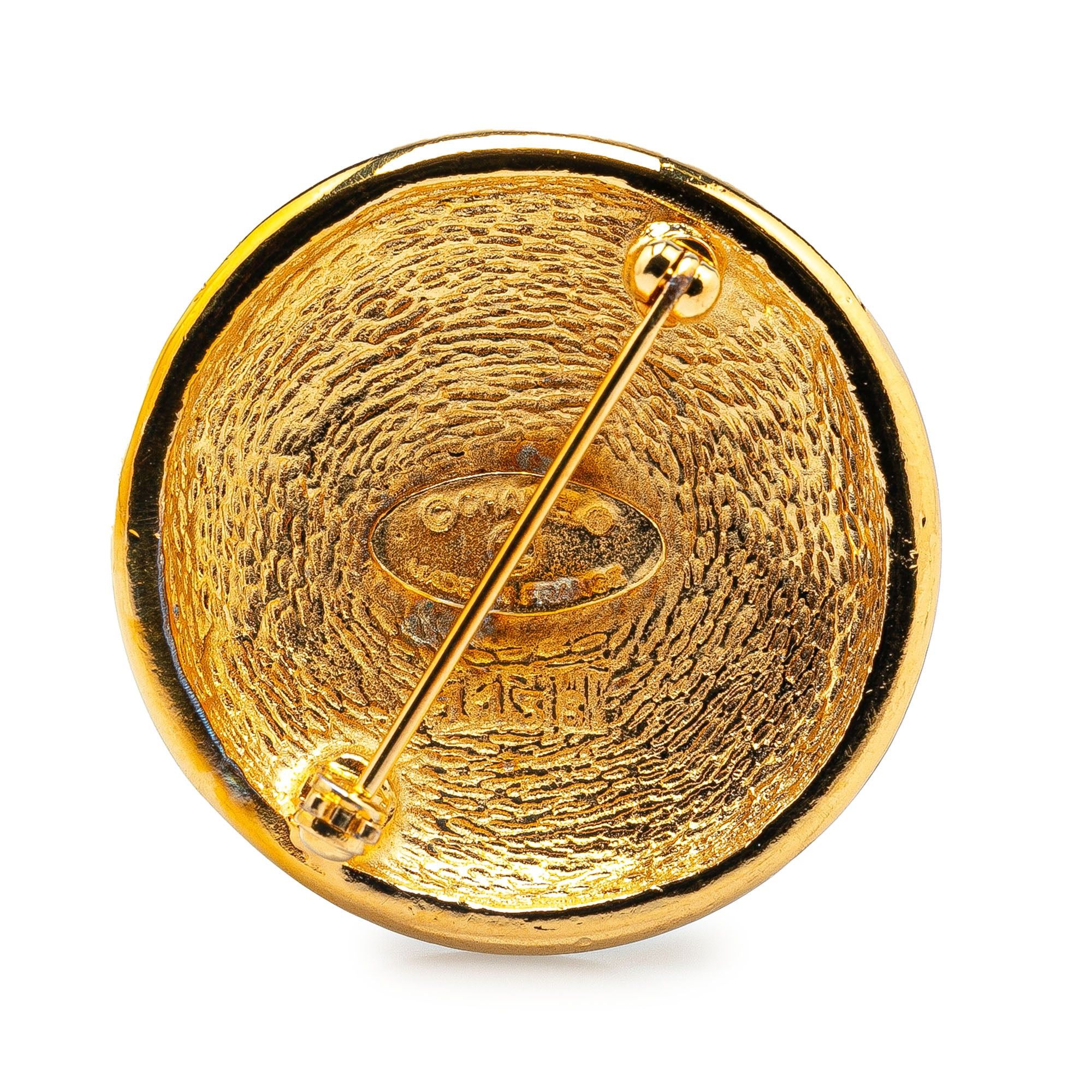 Chanel Chanel Gold Plated CC Round Brooch Gold Size ONE SIZE - 2 Thumbnail