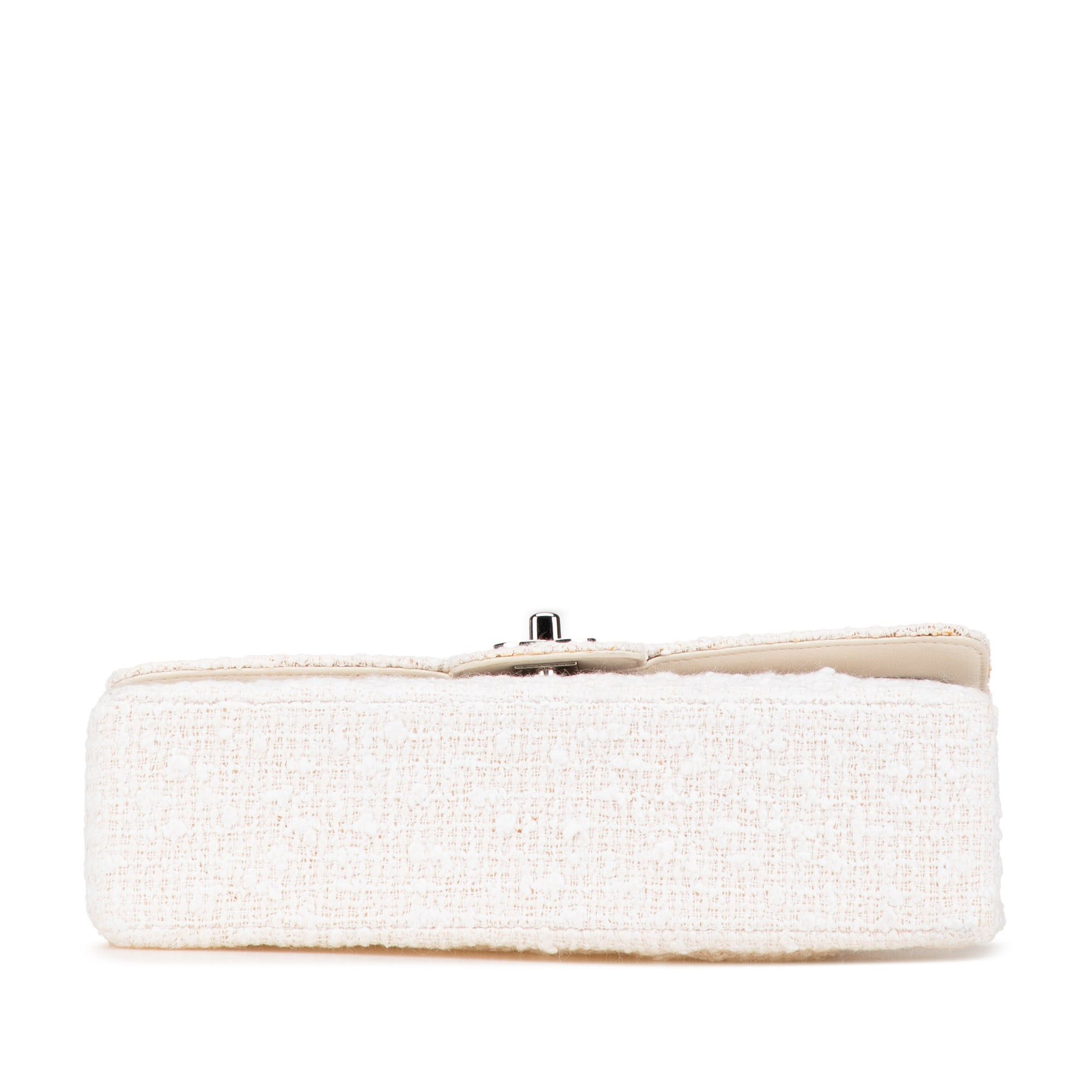Chanel Chanel Medium Classic Tweed Double Flap White Size ONE SIZE - 3 Thumbnail